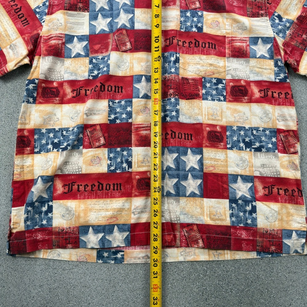 High Seas Trading Mens XXL Americana Freedom Patchwork Stars Stripes Shirt USA - Picture 8 of 9